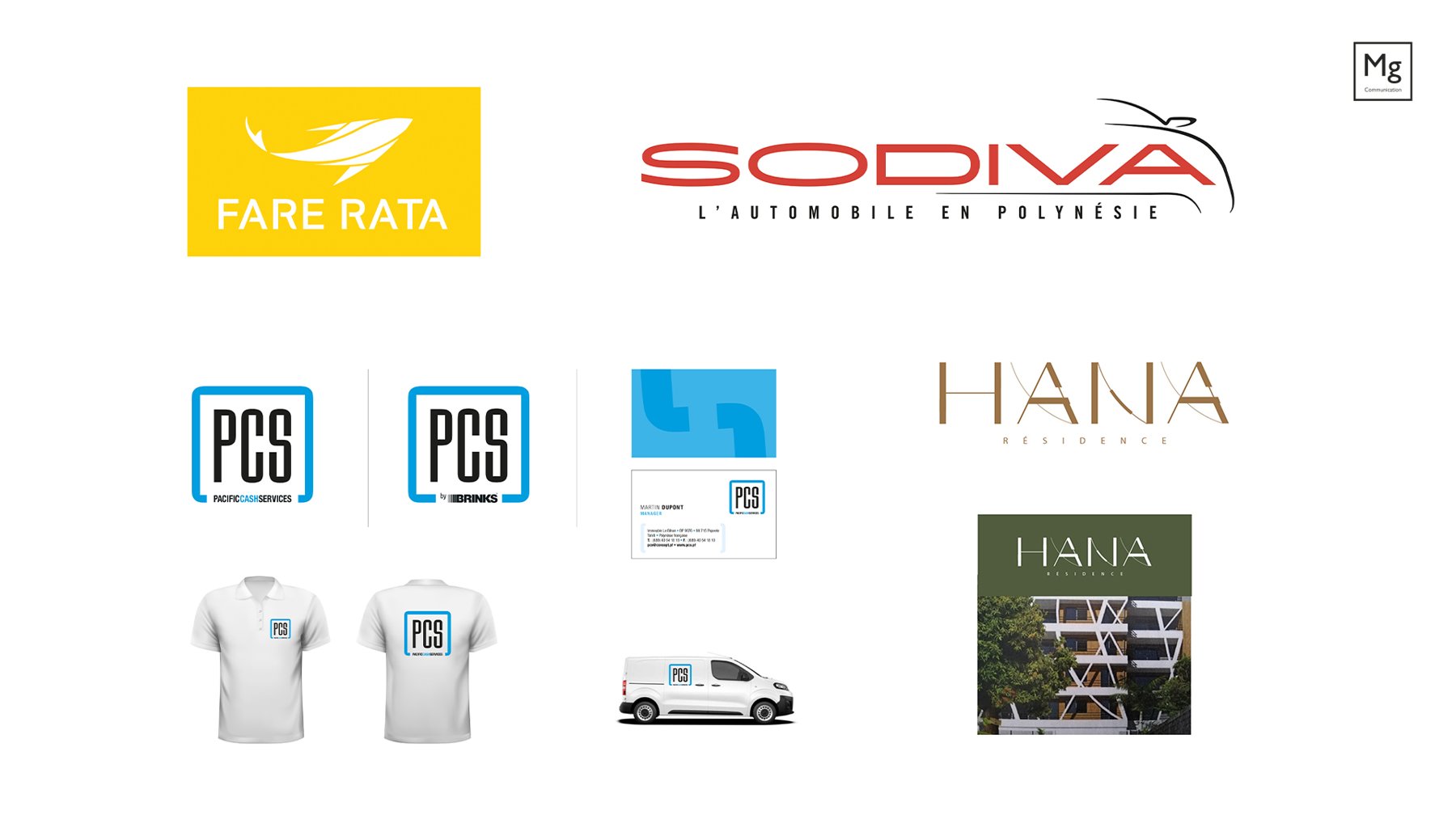 Identités de marque : Fare Rata, Sodiva, PCS, Hana Résidence